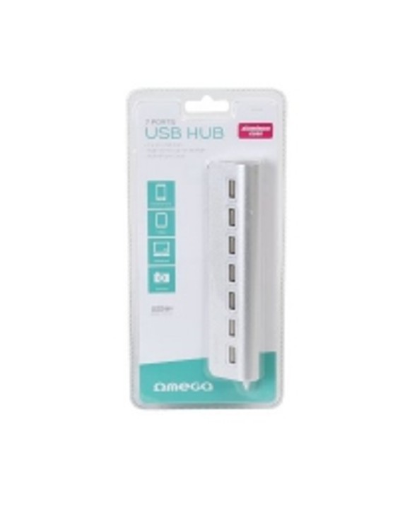 Hub 7 puertos usb 2.0 aluminio omega 