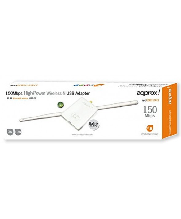 Adaptador wifi n-inalambrico usb 150 mbps 3w 11db approx