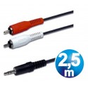 Conexion audio jack 3.5 st/m a 2 rca/m 2.5m