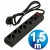 Base red multiple 5 vias con interruptor 1.5 m negra