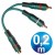 Conexion audio 1 rca h a 2 rca m cable 0.2m