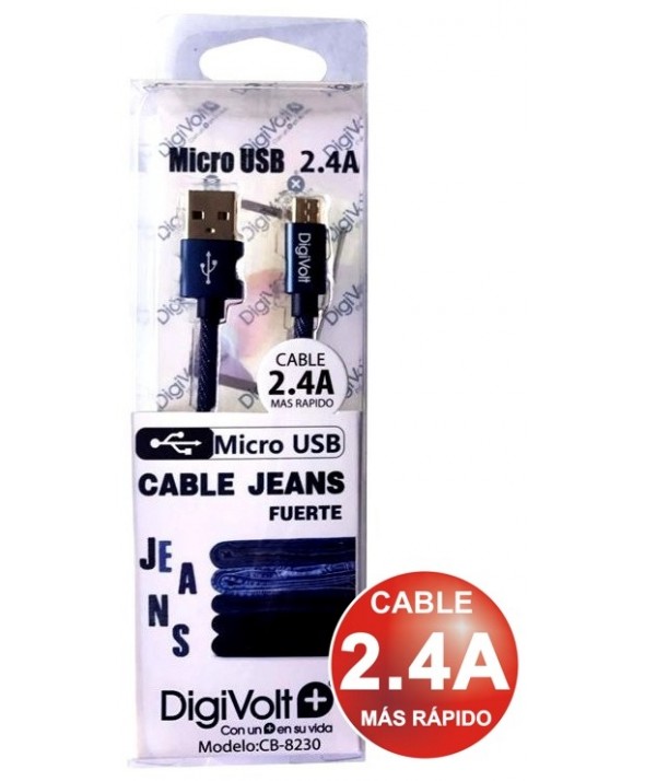 Conexion alimentacion y datos micro usb 2.4a jeans