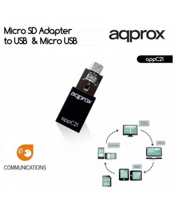 Lector usb/micro sd tarjeta microsd+otg approx c21