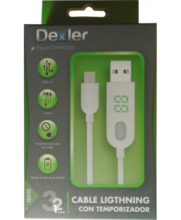 Cargador temporizador ligthning 2a 1m dexler 18015