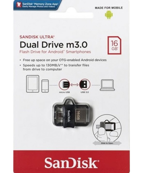Pen driver 16 gb dual driver m3.0 130 mb/s sandisk