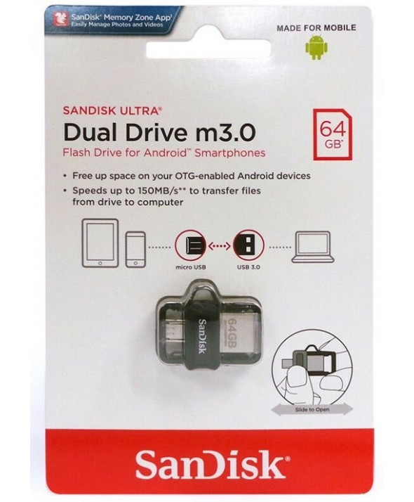 Pen driver 64 gb dual driver m3.0 150 mb/s sandisk