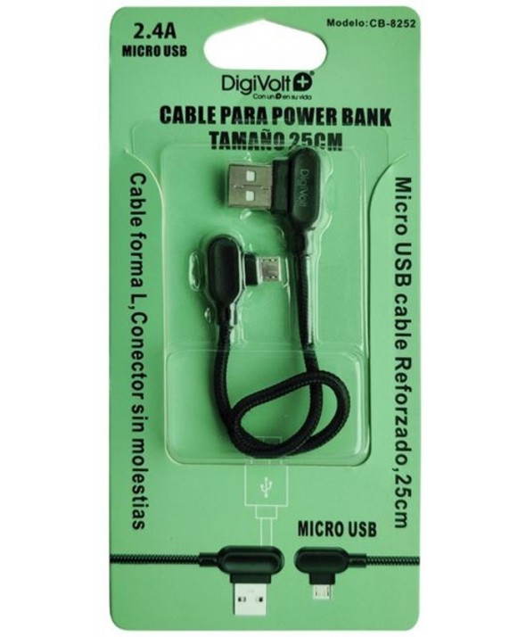 Conexion alimentacion micro usb 25cm power bank