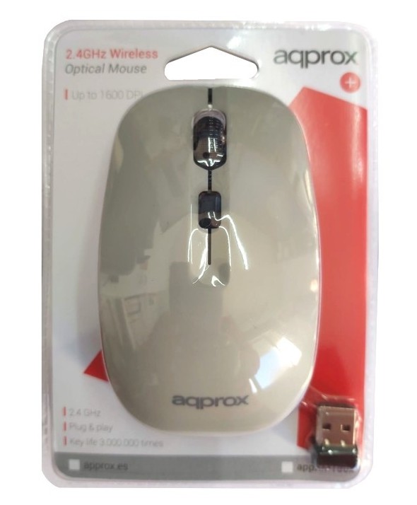 Raton optico usb wireless 2.4ghz gris/negro approx