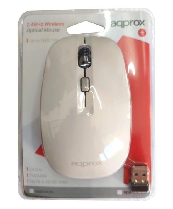 Raton optico usb wireless 2.4ghz blanco/gris approx